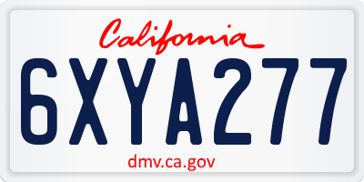 CA license plate 6XYA277