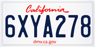 CA license plate 6XYA278
