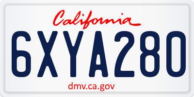 CA license plate 6XYA280