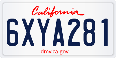 CA license plate 6XYA281
