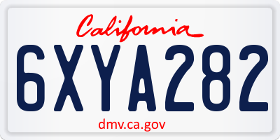CA license plate 6XYA282