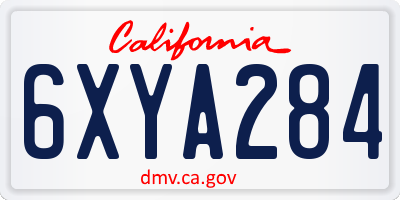 CA license plate 6XYA284