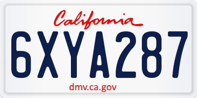 CA license plate 6XYA287