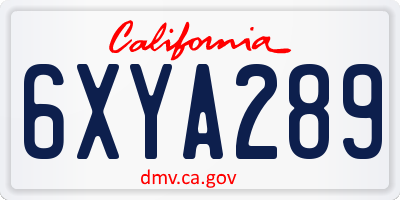 CA license plate 6XYA289