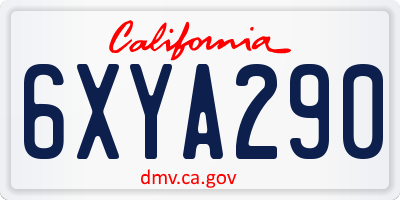 CA license plate 6XYA290