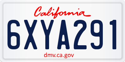 CA license plate 6XYA291