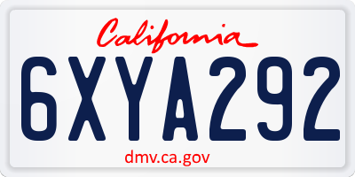 CA license plate 6XYA292