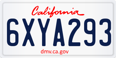 CA license plate 6XYA293