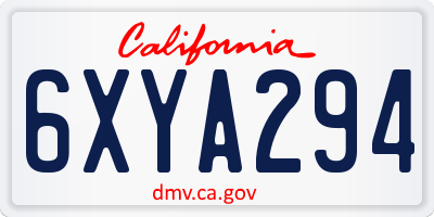 CA license plate 6XYA294