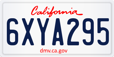 CA license plate 6XYA295