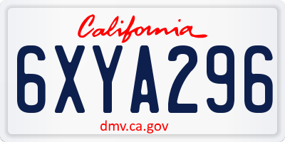 CA license plate 6XYA296