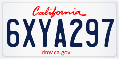 CA license plate 6XYA297