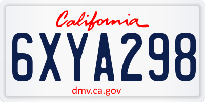 CA license plate 6XYA298