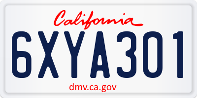 CA license plate 6XYA301