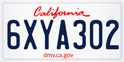 CA license plate 6XYA302
