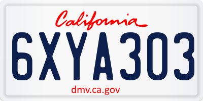 CA license plate 6XYA303
