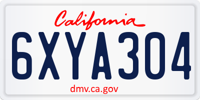 CA license plate 6XYA304