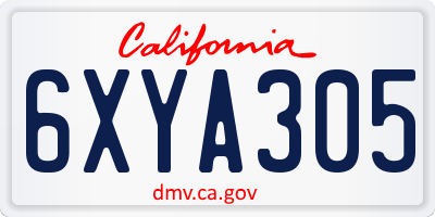 CA license plate 6XYA305
