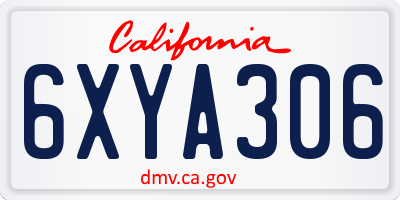 CA license plate 6XYA306