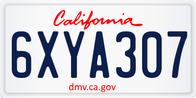 CA license plate 6XYA307