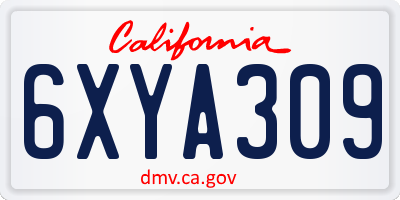CA license plate 6XYA309
