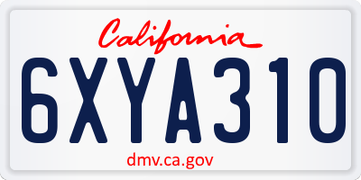 CA license plate 6XYA310