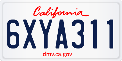 CA license plate 6XYA311