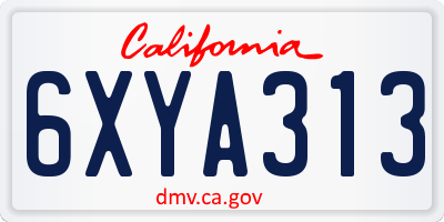 CA license plate 6XYA313