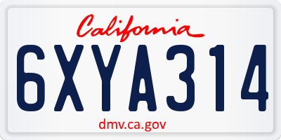 CA license plate 6XYA314