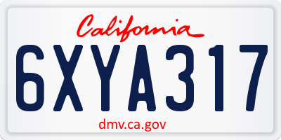 CA license plate 6XYA317