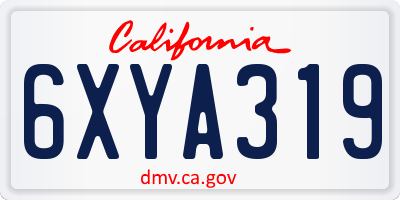 CA license plate 6XYA319
