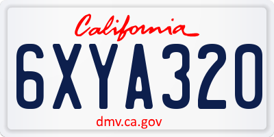 CA license plate 6XYA320