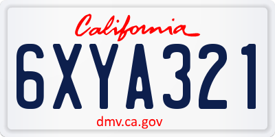 CA license plate 6XYA321