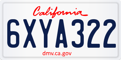 CA license plate 6XYA322