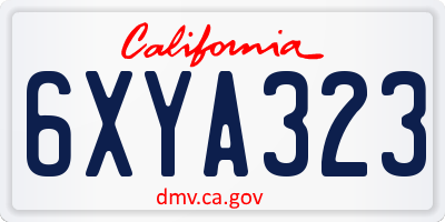 CA license plate 6XYA323