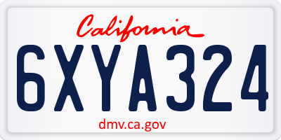 CA license plate 6XYA324