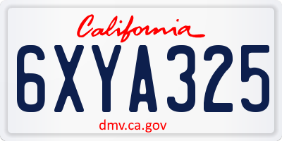 CA license plate 6XYA325
