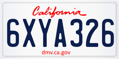 CA license plate 6XYA326