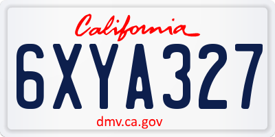 CA license plate 6XYA327