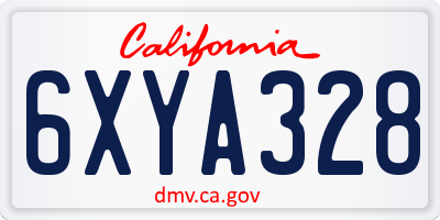 CA license plate 6XYA328