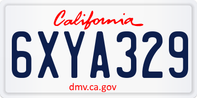 CA license plate 6XYA329