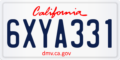 CA license plate 6XYA331