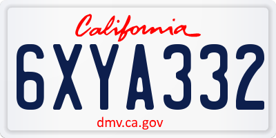 CA license plate 6XYA332