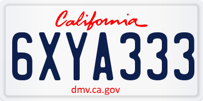 CA license plate 6XYA333