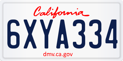 CA license plate 6XYA334