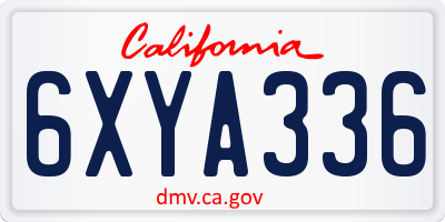 CA license plate 6XYA336