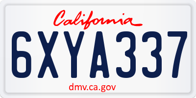 CA license plate 6XYA337