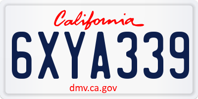 CA license plate 6XYA339
