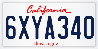 CA license plate 6XYA340