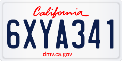 CA license plate 6XYA341